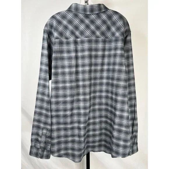 Under Armour Tradesmen Flex Fitted Plaid Flannel Button Down Shirt Size XXL Grey - Picture 2 of 7